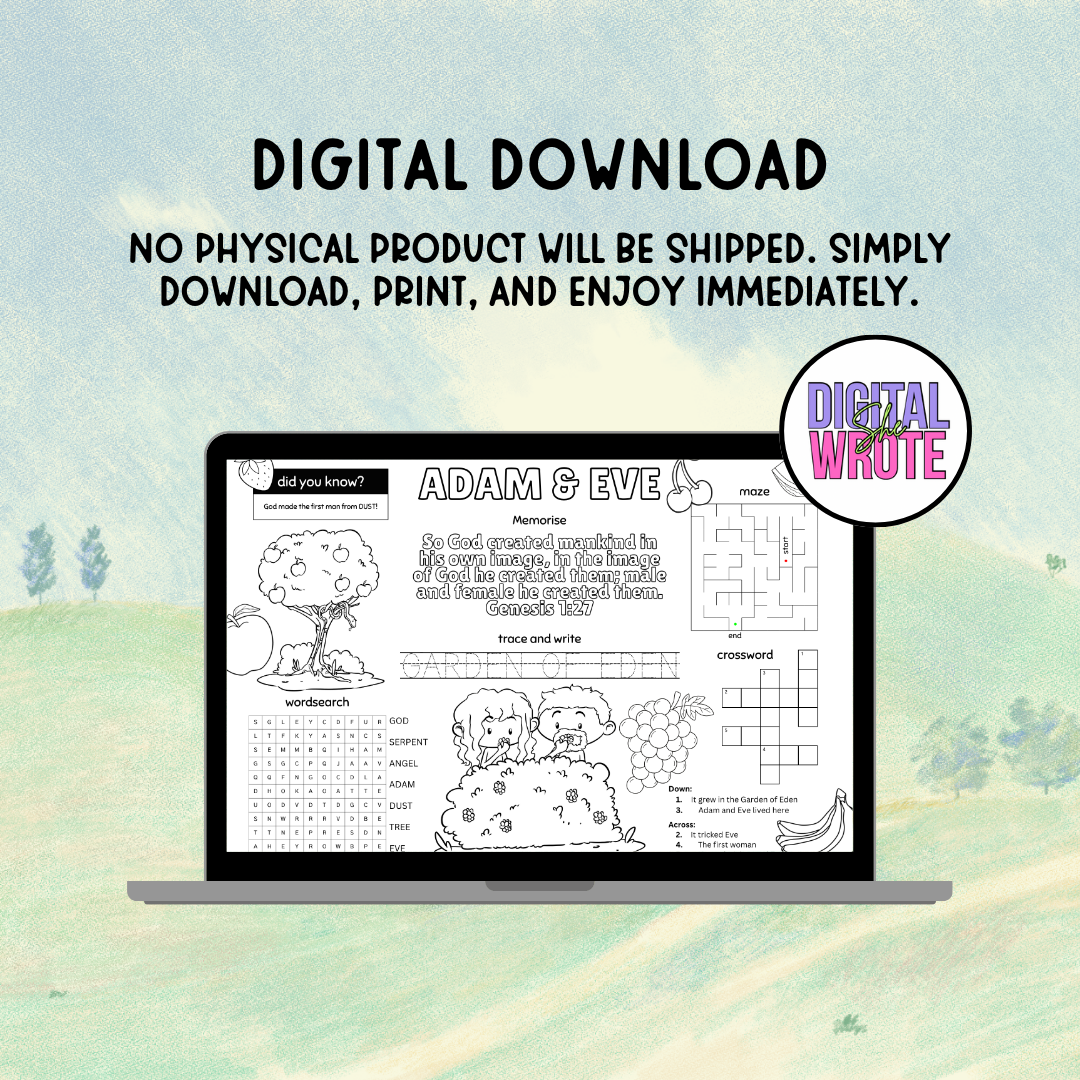Adam and Eve Activity Mat – Bible-Based Learning Fun (Digital Download) - Image 3