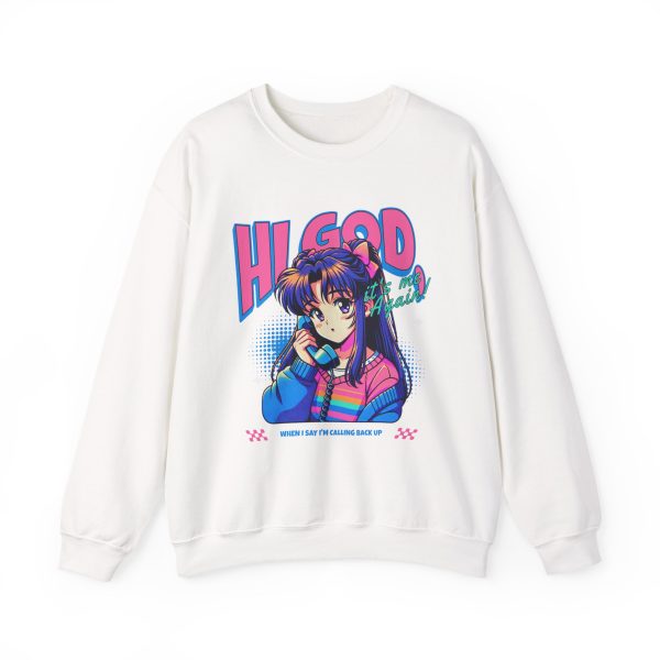 Hi God, Retro Vibe Crewneck Sweatshirt, Casual Apparel, 90s Style - Image 3