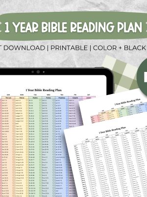 Free 1 Year Bible Reading Plan (Printable, Color + Black & White)