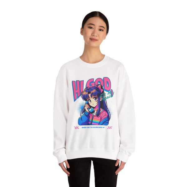Hi God, Retro Vibe Crewneck Sweatshirt, Casual Apparel, 90s Style - Image 5