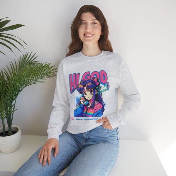 Hi God, Retro Vibe Crewneck Sweatshirt, Casual Apparel, 90s Style - Image 8