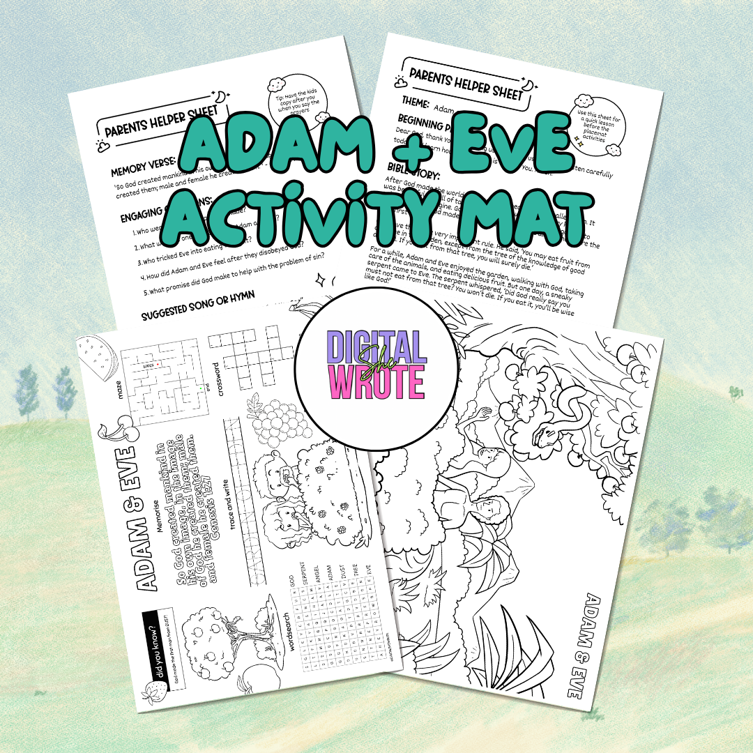 Adam and Eve Activity Mat – Bible-Based Learning Fun (Digital Download)