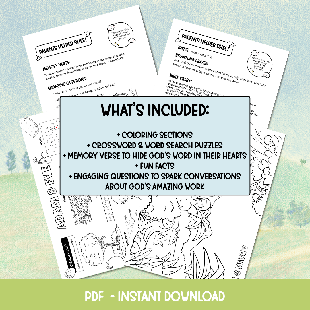 Adam and Eve Activity Mat – Bible-Based Learning Fun (Digital Download) - Image 5