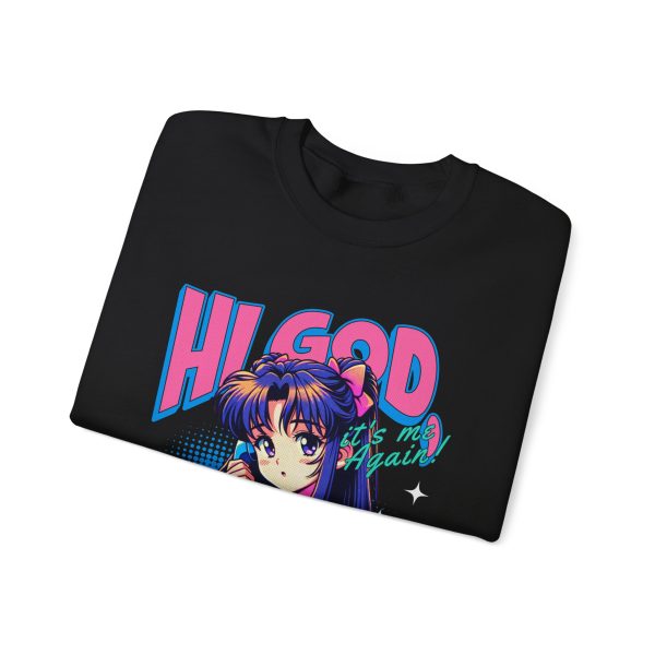 Hi God, Retro Vibe Crewneck Sweatshirt, Casual Apparel, 90s Style - Image 2